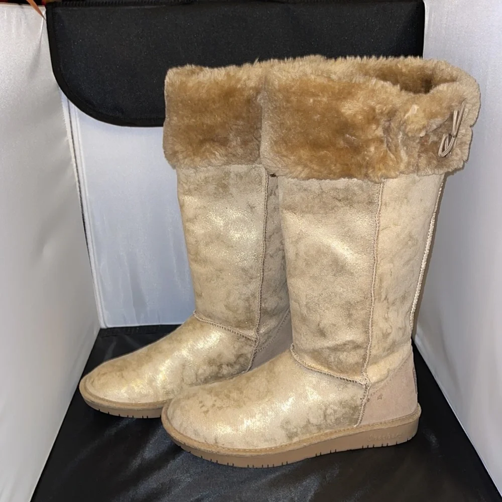 Sketchers | Tall Nude Boot with Faux Firm Trim